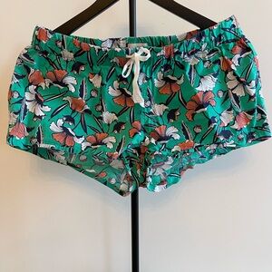 J. Crew Cotton Drawstring Shorts - Green Tropical